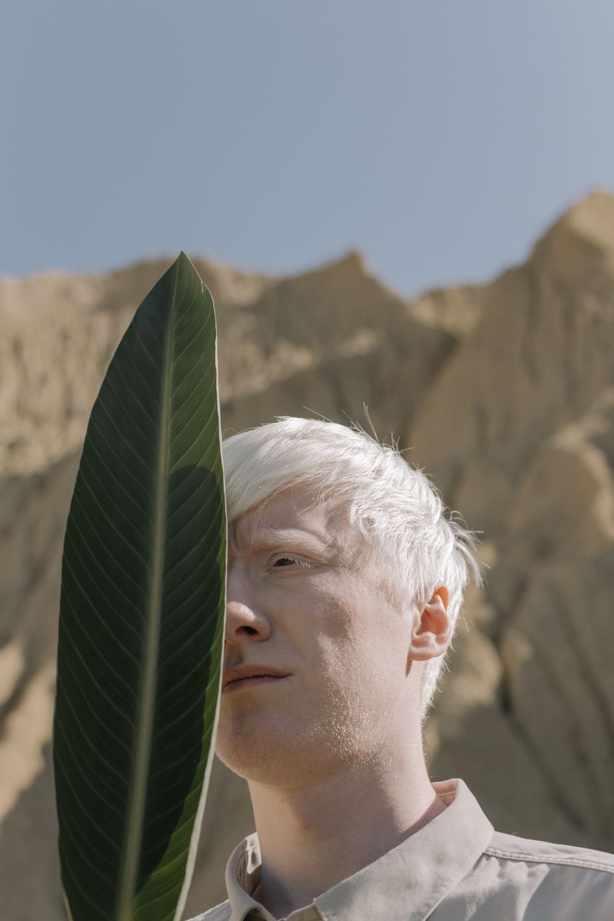 Man with Green Leaf